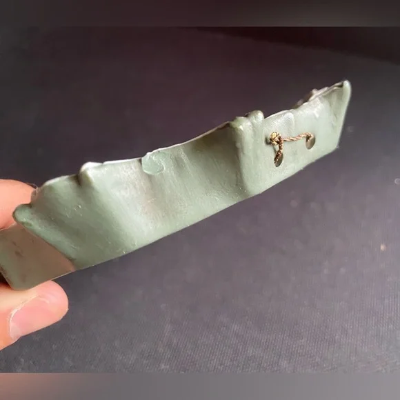 Schafer and Vater Green Jasperware Lord Byron Wall Plaque Vintage Portrait - Picture 4 of 6